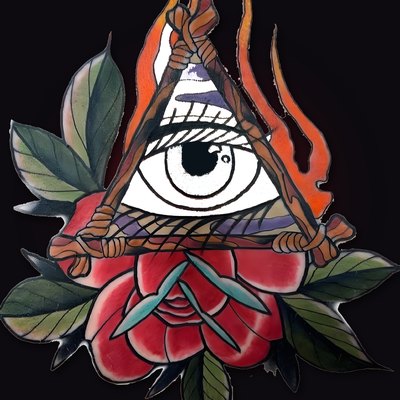 All Seeing Eye and Rose tattoo-flash illustration, used as haylienart's avatar